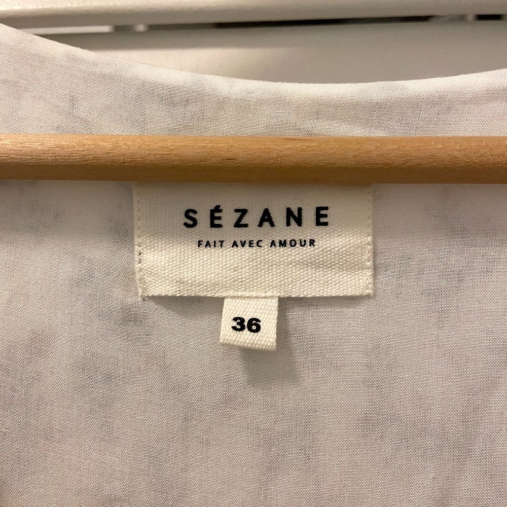 Sezane Aure Dress in Blue foliage print white 36 - Picture 5 of 7